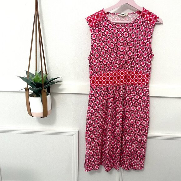 Boden Dresses & Skirts - Boden Thea Sleeveless Short Sleeve Dress Sangria Sunset Geo Pome Size 8